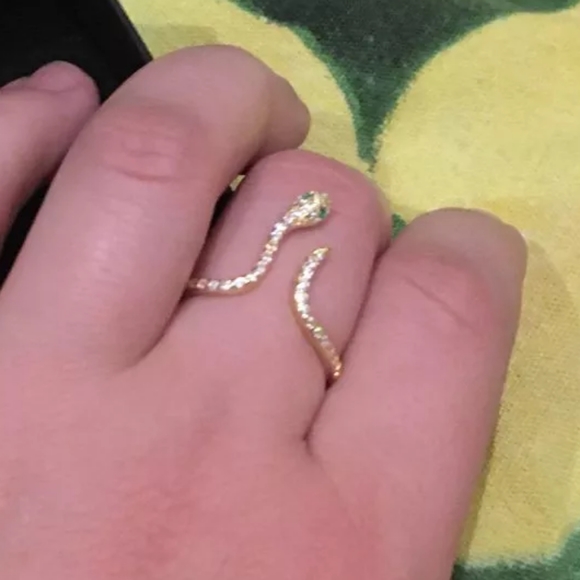 Snake Serpent 925 Sterling Silver Wrap Ring Zircon Resize - Picture 5 of 10